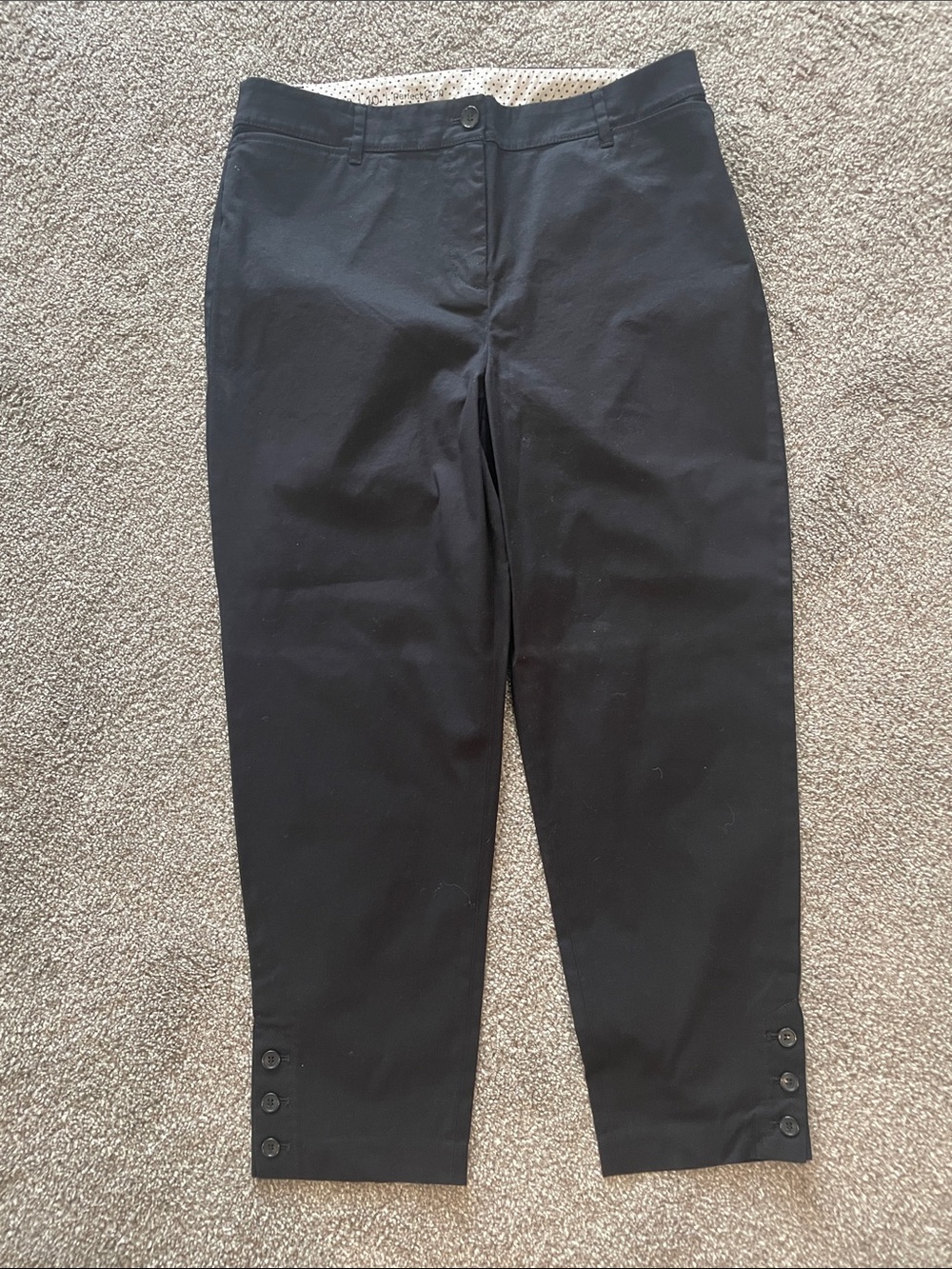 Talbots Black Straight-Leg Dress Pants with Ankle Button Accents